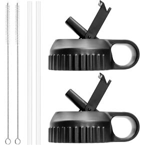 Lids with Straw for Hydroflask Wide Mouth 16oz, 18oz, 20oz, 32oz, 40oz, and 64oz, Flex Straw Lid Fit for Hydro Flask Sports Water Bottles, Flexible Handle Replacement Lid Straws Cap Top Accessorie