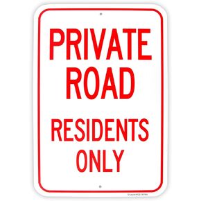 Large Private Road Residents Only Sign, 18"x 12" .040 Aluminum Reflective Sign Rust Free Aluminum-UV Protected and Weatherproof