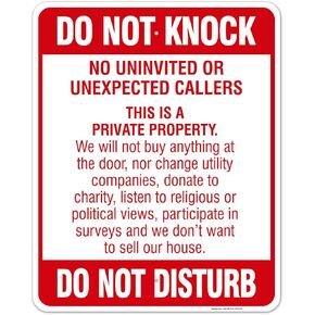 Do Not Knock Do Not Disturb Sign, No Soliciting Sign, 10x7 Inches, Rust Free .040 Aluminum, Fade Resistant, Made in USA by Sigo Signs