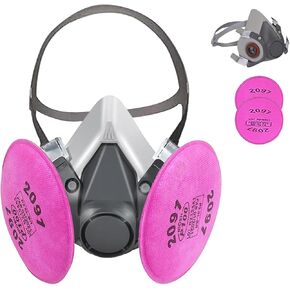 Respirator Mask with Filters, Welding Respirator Paint Mask with Goggles Reusable Gas Mask Full Face Respirator