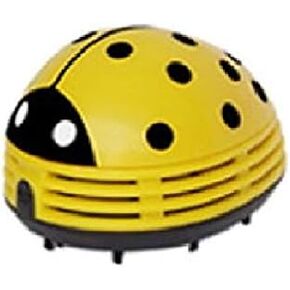 Mini Portable Handheld Cordless Tabletop Crumb Sweeper Desktop Dust Vacuum Cleaner Ladybug Dust Sweeper(Yellow)