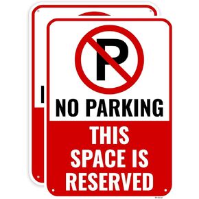 2PC Reserved Parking Sign, 14 x 10 Inches - Aluminum - No Parking Metal Sign - Private Parking