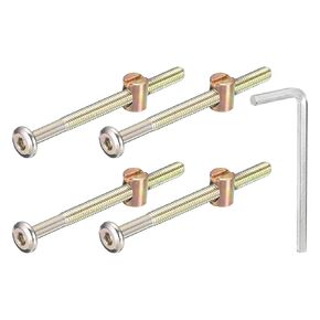 uxcell 10Pcs Hex Socket Head Screws Bolts Barrel Nuts, M6 x 110mm Socket Furniture Bed Bolt Barrel Nuts with Wrench for Chairs Cots, Silver