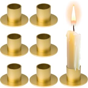 Set of 6 Candle Holders, Gold Round Candlestick Holders Taper Candle Holders Decorative Iron Candle Stand for Home, Dinning, Wedding, Christmas Party, Anniversary Decorations