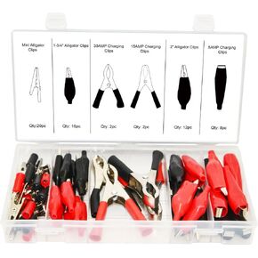 SWORDFISH 61030 60pc Electrical Clip Alligator Charging Clip Electrical Test Lead Connector Assortment