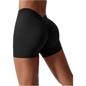 Women V Cut High Waisted Workout Shorts Ruched Scrunch Butt Gym Board Shorts V Back Yoga Booty Lifting Biker Shorts