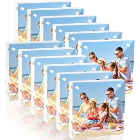 12PCS Acrylic Picture Frames, 4x6 Clear Acrylic Photo Frames Double Sided Magnetic Photo Frames, Frameless Transparent Square Acrylic Photo Frames for Office Home Decoration