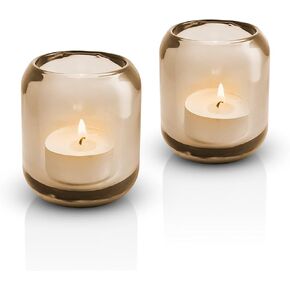 EVA SOLO | 2 Acorn Tealight Candle Holder | Decorative Tea Light Holder in Stained Glass | Hazel Brown