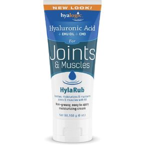 كريم HylaRub HA للمفاصل والعضلات - فرك العضلات بحمض الهيالورونيك مع زيت Emu وCMO - غير دهني، يهدئ ويرطب ويحافظ على الكتفين والركبتين والظهر والوركين والمزيد 6 أونصة. بواسطة هيالوجيك