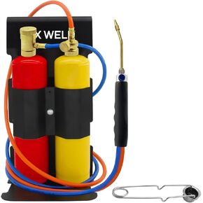 RX WELD Brazing Torch Kit Oxygen MAPP Torch Kit Portable Cylinder Metal Stand(Gas Cylinders Not Included)