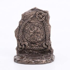 Veronese Design 5 3/4 Inch Tall Viking Vegvisir Runestone Tealight Candle Holder Resin Bookend Bronze Finish