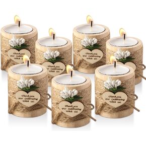 Tioncy 36 Pcs Wood Tealight Candle Holder Bridal Shower Tealight Holder Rustic Wedding Gifts for Guests Baby Shower Christmas Table Party with Tea Lights Candles(Natural Color)