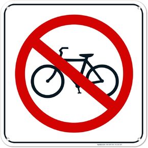 No Bikes Sign, No Bike Symbol Sign, 12x12 Inches, Rust Free .040 Aluminum, Fade Resistant, Made in USA by Sigo Signs