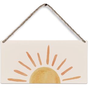 Sunshine Wood Plaque Sign, Summer Boho Sun Wall Decor, Mid Century Mochdern Art Wall Decor, Horizontal Yellow Sunset Minimalist Wall Decor, Boho Sunrise Kitchen Home Wall Hanging Decor, 12x6 inch