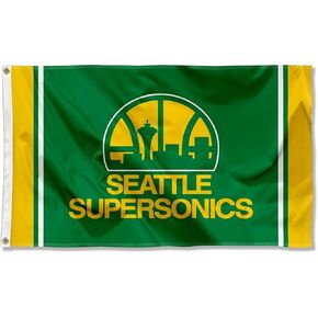 Seattle Supersonics Hardwood Vintage Retro Throwback Indoor Outdoor Flag