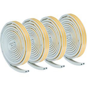 PATIKIL 19.7Ft Weather Stripping Door Seal, 4 Rolls 7/20"W x 5/16"T EPDM Foam Rubber Self Adhesive D Shape Weather Stripping for Collision Avoidance, Grey, Roll of 2 Strip, 9.8Ft/Strip