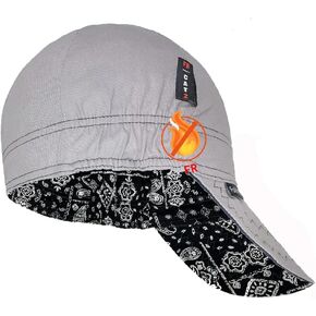 Fullsheild Reversible Welding Cap CAT2 Onesize Flame Resistant Cotton Welder Hat HRC 2 Hood FR High Crown Grey