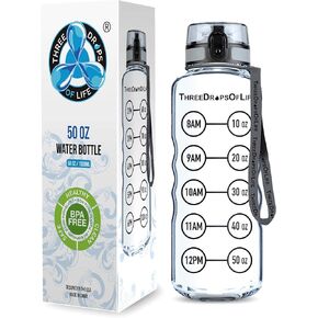50oz Sport Water Bottle - Best for High Capacity Hydration - Clear Tritan Plastic, BPA Free, Flip Top, Leak Proof Lid, Re-Design Lid, New Strainer, Strong Reusable 50 oz Clear Sports Water Bottle