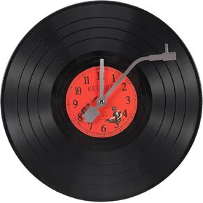 Music Record Wall Clock, Black Vinyl Battery Operated Wall Clock, for Music Room Wall Art Living Room Cafe Bar Decor, 11.81in