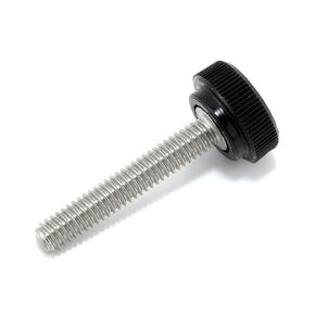 #8-32 x 1" Thumb Screw Stainless Steel - Black Knurled Round Plastic Knob - Standard/Coarse Thread ThumbScrew - Length: 1.000" - Proudly Built in USA - Package of (4)