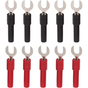 10Pcs Fork Spade U Type Wire Connector Electrical Crimp Terminal 4mm/0.2in Hole Fork Spade Quick Splice Banana Plug Maximum Current 10A in Saudi Arabia