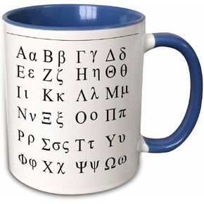 3dRose mug_38168_6 "Greek Alphabet" Two Tone Blue Mug, 11 oz, Multicolor