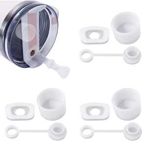 KEEPOW Spill Stopper For Stanley 40oz/30oz Quencher H2.0 Tumbler with Handle, 9pcs Leak Stopper for Stanley Cup Accessories, 3Round Silicone Spill Proof Stopper+3Straw Cover Cap+3Square Spill Stopper