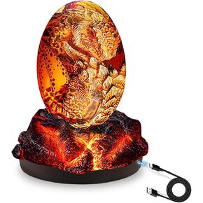Lava Dragon Egg with Luminous Base, Dragon Toys for Over 36 Months, Handmade Crystal Dragon Statue, Dragon Figurines for Dragon Lovers, Dragon Decor, Unique Gifts for Christmas, Birthdays