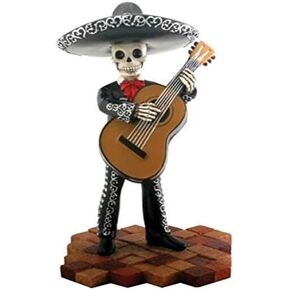 Skeleton Skull Black Mariachi Band Bassist Figurine Collectible