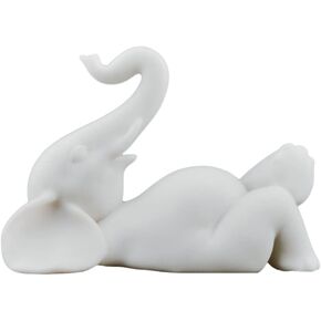 تمثال فيل الحظ الجيد مقاس 4 بوصات للتسكع مع تمثال الجذع المرتفع - هدايا الحظ السعيد، ديكور فنغ شوي، هدايا التأمل (4 بوصة، أبيض) in Kuwait