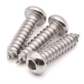 (30 PCS) M6 x 20mm Button Socket Head Cap Self Tapping Screws, 304 Stainless Steel, Button Socket Head Wood Screws, Allen Socket Hex Drive