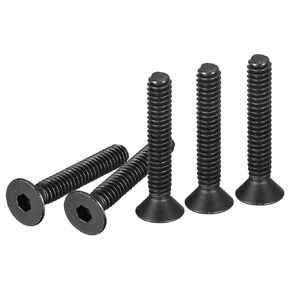 1/4-20x3/4" Flat Head Socket Cap Screws, 25 Pack Hex Socket Flat Head Screws Carbon Steel Black Oxide, Full Thread, Countersunk Bolts
