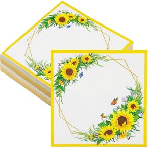 50 PCS Sunflower Paper Napkins, Sunflower themed Disposable Napkins, Sunflower Decorative Guest Papers, Sunflower Birthday Party Decoration Napkins