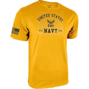 Icon Sports mens U.s. Navy Short Sleeve T-Shirt, Yellow, Large