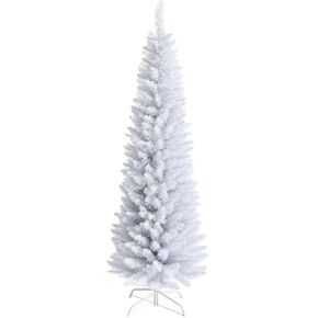 Giantex 7FT Artificia شجرة عيد الميلاد، شجرة صنوبر غير مضاءة واقعية مع 436 إبرة PVC وحامل معدني قابل للطي، لتزيين عيد الميلاد الداخلي والخارجي
