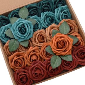 D-Seven Artificial Flowers 25pcs Gold and Black Rose with Stems for Wedding DIY Bouquets Flower Centerpieces Arrangement Birthday Party or Home Decor