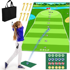 Golf Chipping Game Golf Training Mat with Golf Hitting Mat Indoor Golf Games Sports Outdoor Golf Practice Mats for Adults Kids Family Play Toys Outdoor Play Equipment with 20 Stick Golf Balls