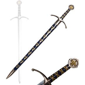 سيف سياج/سيف مصنوع يدويًا من Sword Valley - سيف على الطراز الغربي مع غمد، شفرة مصنوعة يدويًا من الفولاذ الكربوني وتفاصيل حية، أزرق رائع in Kuwait