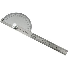 E-outstanding 0-180 Degree Protractor Angle Finder Rotary Arm Measuring Ruler, 100mm Stainless Steel