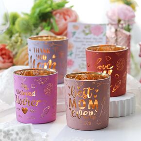 SHMILMH Mothers Day Table Decoration 4 PCS, Gifts for Mom Grandma Daughter Wife, Glass Candle Jar Best Mom Ever Candle Holder for Happy Mother's Day Party Centerpiece Decor in Kuwait