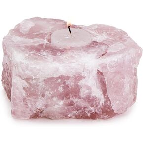 Two's Company Rose Quartz Crystal Tealight Candle Holder - Rose Quartz, EKR001