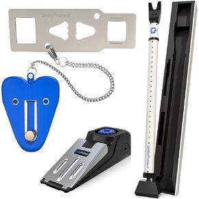 Door Security Bar with Door Stopper Alarm 120 DB & Portable Door Lock Bundle - 3 Pack Door Lock Security Devices for Home, Apartment, Travel - Sliding Patio Bar