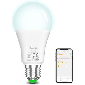 ChangM Alexa Light Bulbs 13W E26 Smart LED Light Bulb Compatible with Alexa Warm White to White A19 APP Control Bulb Bluetooth Mesh 1 Pack