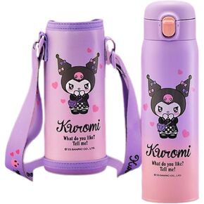 Kuromi Stainless Steel Insulated Water Bottle with Bag 480ml
