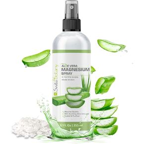 Topical Magnesium Spray with Aloe Vera - Pure Magnesium Oil Spray for Stress Relief - USP Grade Aloe Vera Magnesium Spray for Sleep - 12 Fl Oz