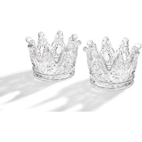 حامل شموع على شكل تاج من الزجاج الشفاف بتصميم تاج من Studio Silversmiths، مجموعة من 2
