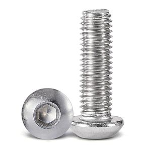 M6-1.0 x 25mm Button Head Socket Cap Bolts Screws, 304 Stainless Steel 18-8, Allen Socket Drive, Full Machine Threads, Quantity 25
