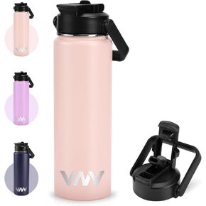 VNV 24 Oz Insulated Water Bottle, Stainless Steel Vacuum Double Wall Insulated Thermos, Leak Proof Travel Mug with Straw Lid, for Home and Outdoor