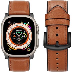 Tasikar Compatible with Apple Watch Band 49mm 45mm 44mm 42mm 41mm 40mm 38mm, Genuine Leather Silicone Replacement Strap Compatible for iWatch Ultra SE Series 9 8 7 6 5 4 3 2 1