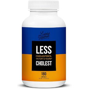 LIVELY VITAMIN CO. Less Cholest - Balanced Cholesterol & Circulatory Health - Statin Free - Red Yeast Rice - Bergamot - Resveratrol - CoQ10 - Gluten, Dairy, Soy-Free - 180 Vegan Capsules